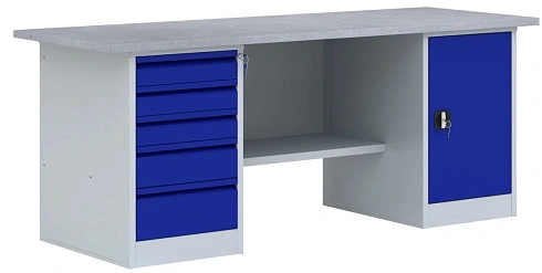 Верстак металлический двух тумбовый  ВП - 4/1,6