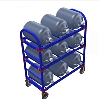 Стеллаж передвижной для 19-литровых бутылей с водой ТСВД-6 (без колес), 125 мм+20 000 т,  160 мм+28 000 т.