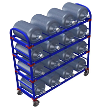 Стеллаж передвижной для 19-литровых бутылей с водой ТСВД-16 (без колес), 125 мм+20 000 т, 160 мм+28 000 т.