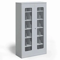 Металлический шкаф для 30 противогазов ХПГ-30, с дверьми из акрилового стекла (1500x870x380)