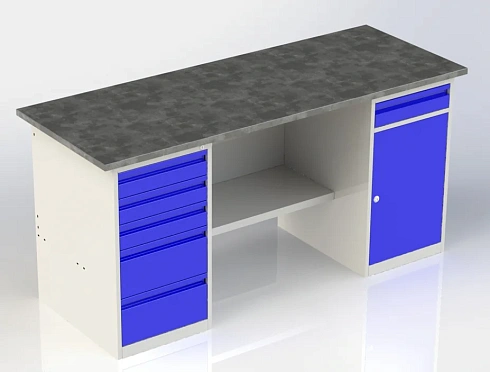 Двух тумбовый металлический верстак  ВП 7/1,9