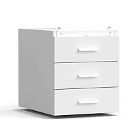 Тумба подвесная 3 ящика 400х540х465 мм, низкая, белый металл - СТАЛЬ