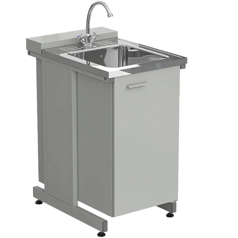 Мойка одинарная 500х750х900 мм, (глубина раковины 140 мм), раб. поверхность - НЕРЖАВЕЮЩАЯ СТАЛЬ