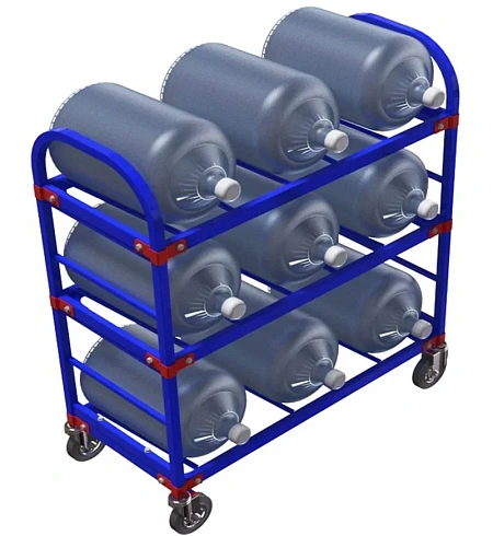 Стеллаж передвижной для 19-литровых бутылей с водой ТСВД-9 (без колес), 125 мм+20 000 т, 160 мм+28