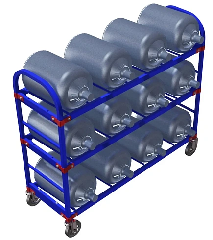 Стеллаж передвижной для 19-литровых бутылей с водой ТСВД-12 (без колес),125 мм+20 000 т, 160 мм+28