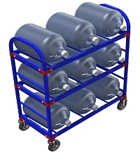 Стеллаж передвижной для 19-литровых бутылей с водой ТСВД-9 (без колес), 125 мм+20 000 т,  160 мм+28