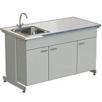 Мойка одинарная 1515х750х900 мм, одна чаша НС слева, смеситель,  раб. поверхность - LABGRADE-лайт