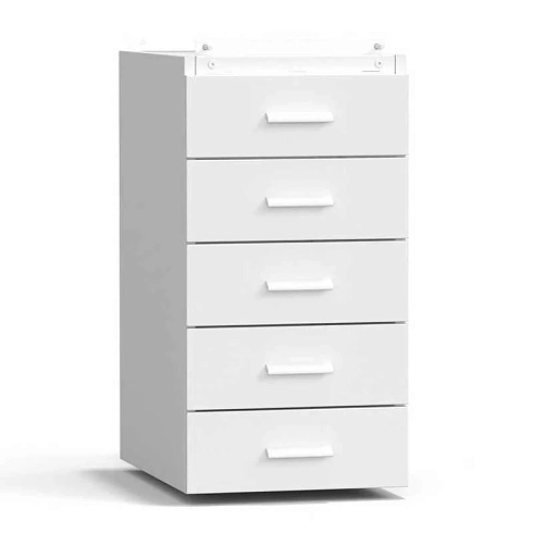 Тумба подвесная 5 ящиков 400х540х760 мм, высокая, белый металл - СТАЛЬ