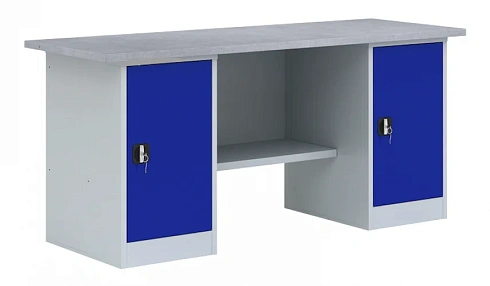 Двухтумбовый металлический верстак серии  ВП 5/1,6